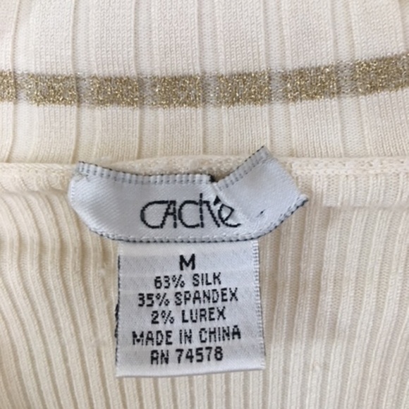Cache Ivory Mock Turtleneck Gold Detail - Medium - Picture 3 of 3